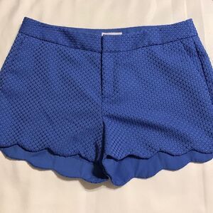 ELLE Size 12 blue textured shorts with scalloped hemline.  NWOT